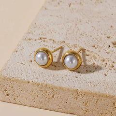 Cute Mini Imitation Pearl Stud Earrings for Women – Simple, Elegant