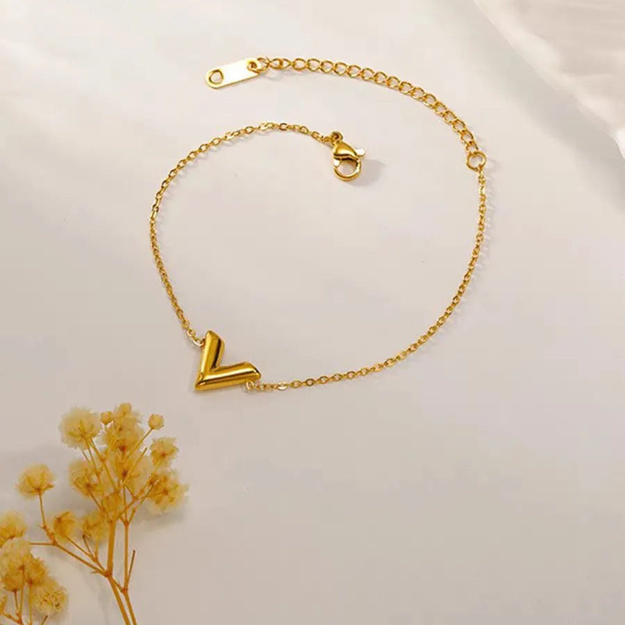 Luxury Design Stainless Steel Letter V Bracelet