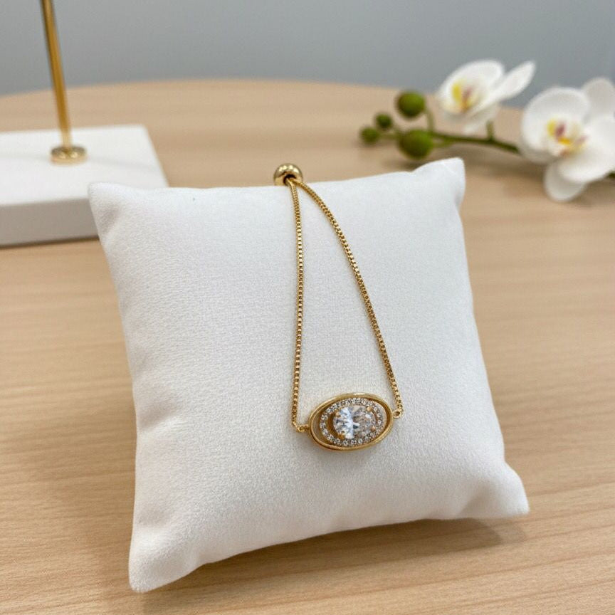 Oval Crystal Charm Bracelet