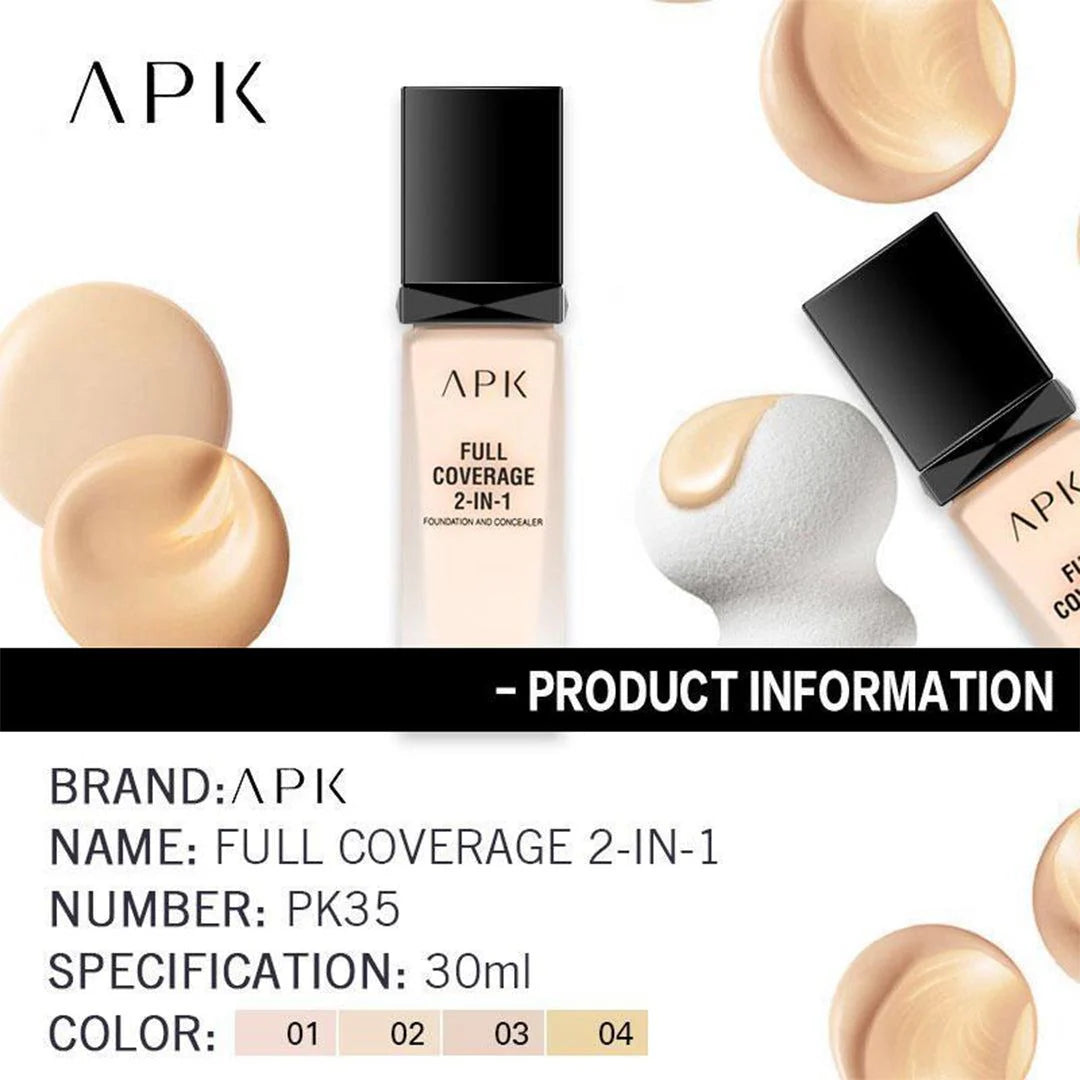 APK Full Coverage 2-in-1 Foundation & Concealer – Flawless, All-Day Coverage