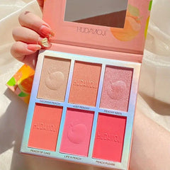 6 Color Hudamoji Bellini Blush + Highlighter Palette