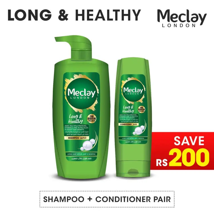 Meclay London Long & Healthy Shampoo 660ml + Conditioner Pair Box (Save Rupees 200)