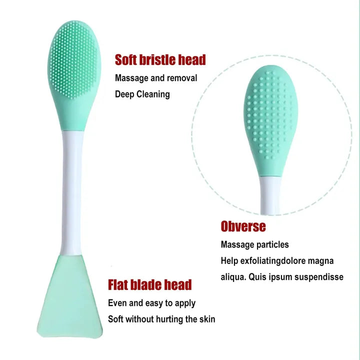 (Pack of 3) Jade Roller, Gua Sha & 2 in 1 Mask Brush and Massage Brush Set