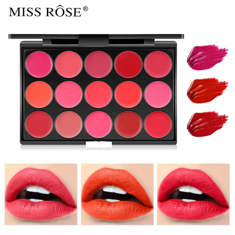 15 Colors Miss Rose Matte Nourishing Lip Cream Palette