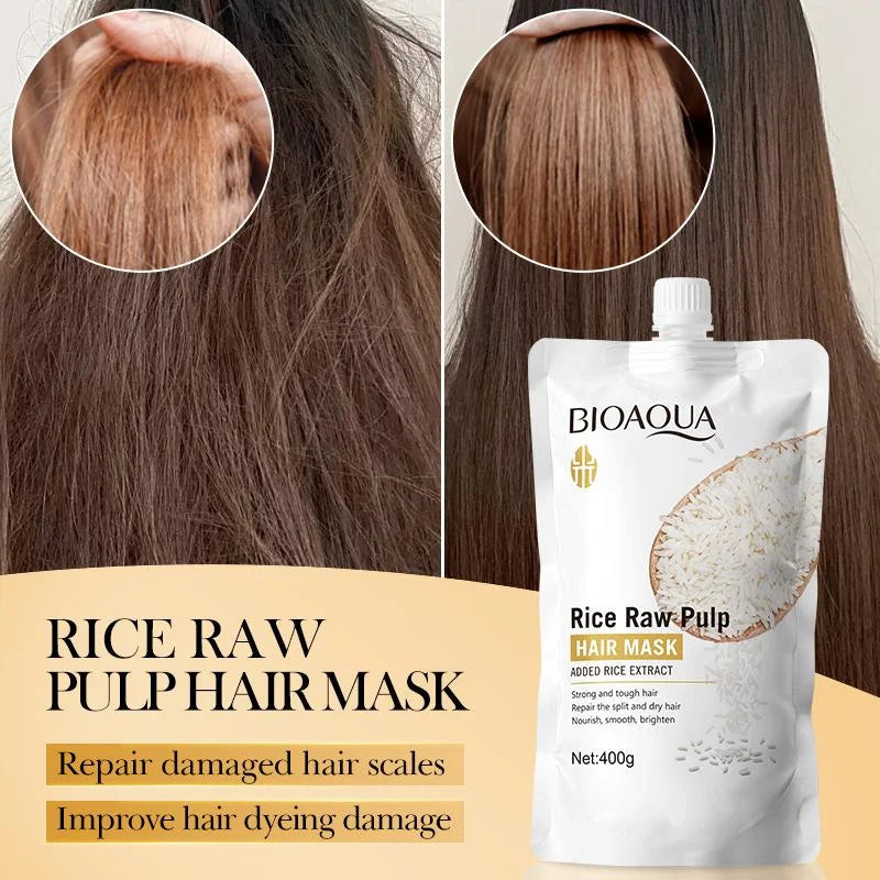 Bioaqua Rice Pulp Hair Mask Smooth 400g