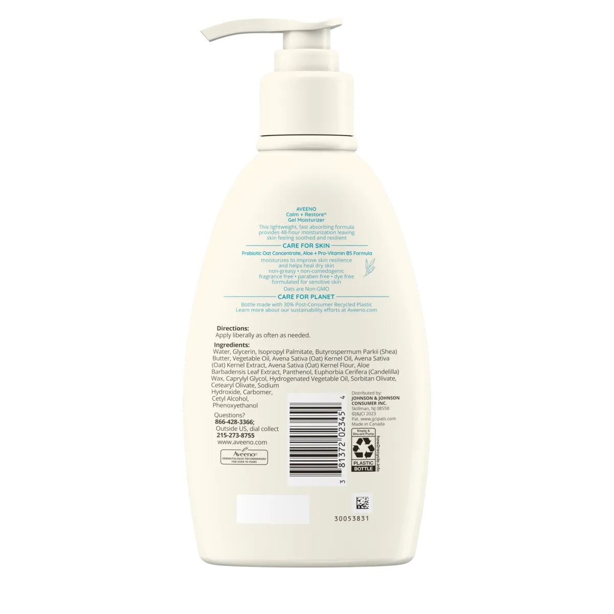 Aveeno Calm + Restore Gel Moisturizer – Skin Soothing Hydration for Sensitive Skin - 340ml