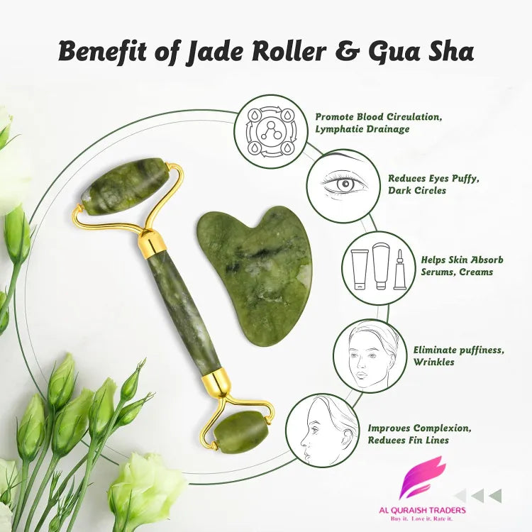 2 In 1  Jade Roller & Gua Sha Set