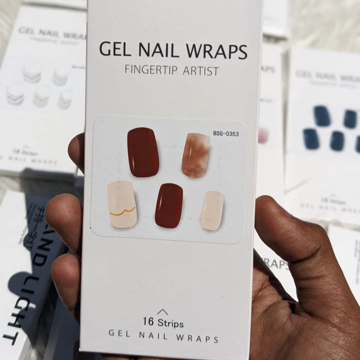 Multi Color Gel Nail Wraps With UV light (16 nail strips)