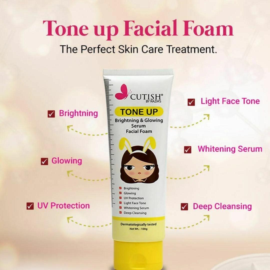 Cutish Tone Up Brightening & Glowing Serum Facial Foam 100g