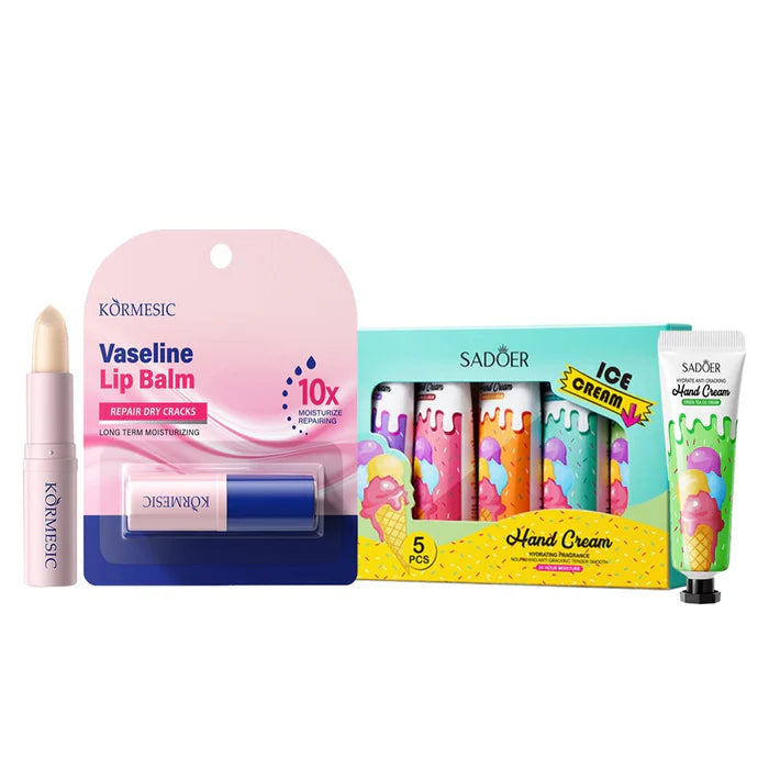 Winter 2 in 1 Combo Vaseline Repair Lip Balm & Ice Cream Hand Cream Set