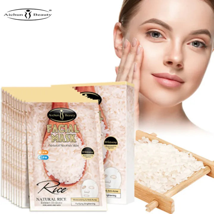 Aichun Beauty Rice Facial Skin Moisturizing Mask - 10Pcs