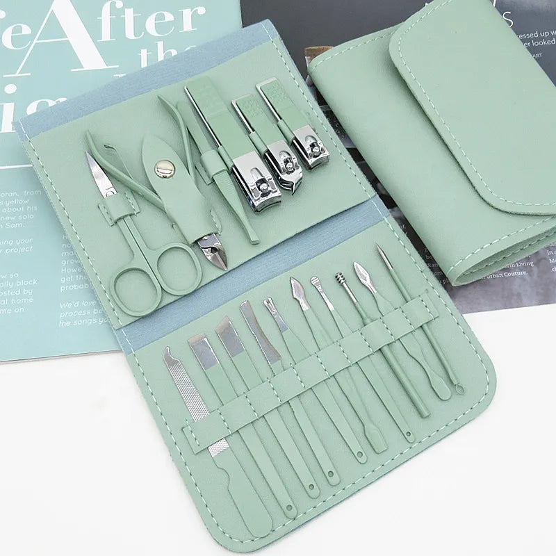Portable 16-Piece Professional Manicure & Pedicure Kit – Multicolor