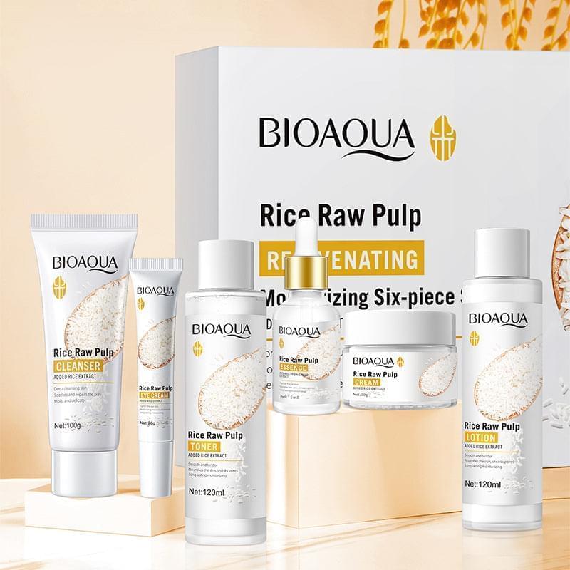 6 in 1 Bioaqua Rice Pulp Glow Moisturizing Skin Set