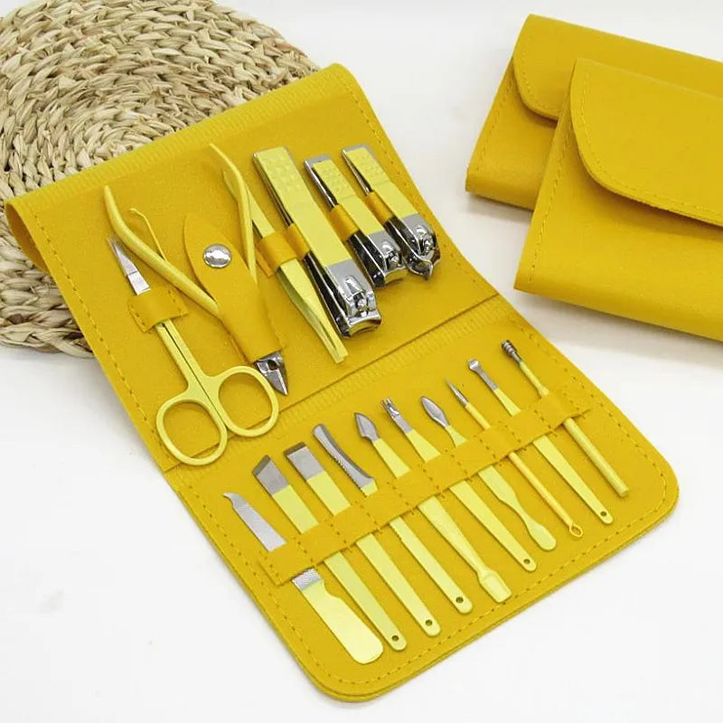 Portable 16-Piece Professional Manicure & Pedicure Kit – Multicolor