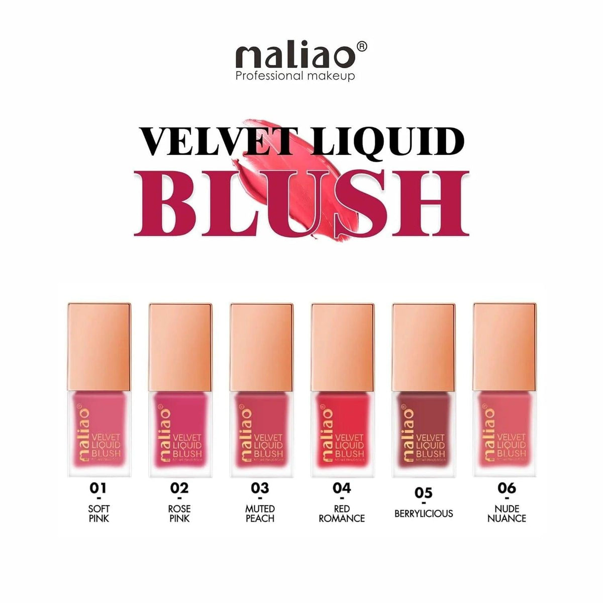 6 Pcs Maliao Velvet Liquid Blush