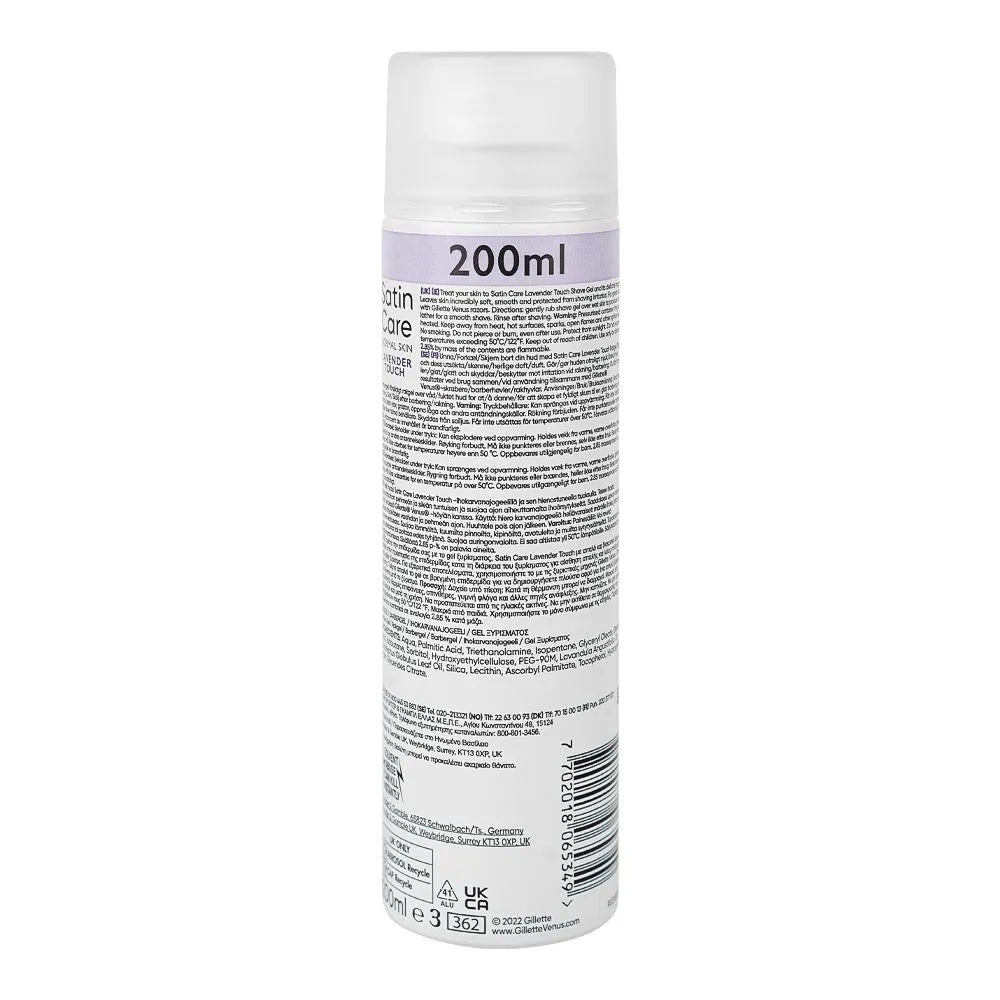 Gillette Satin Care Lavender Touch Shave Gel - 200g