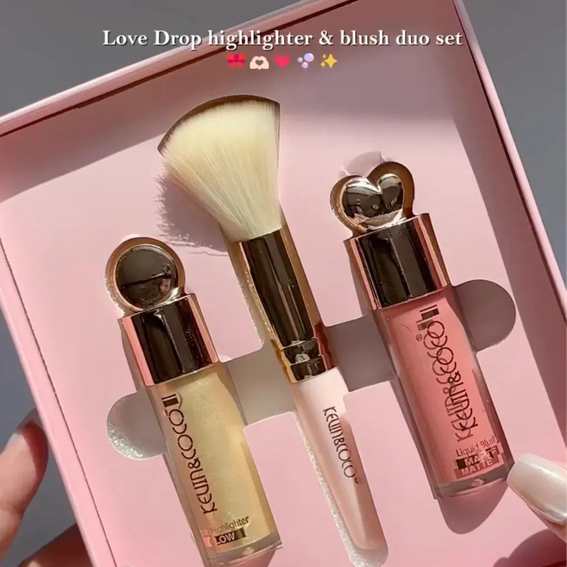Kevin & Coco Liquid Highlighter, Liquid Blush & Brush Set