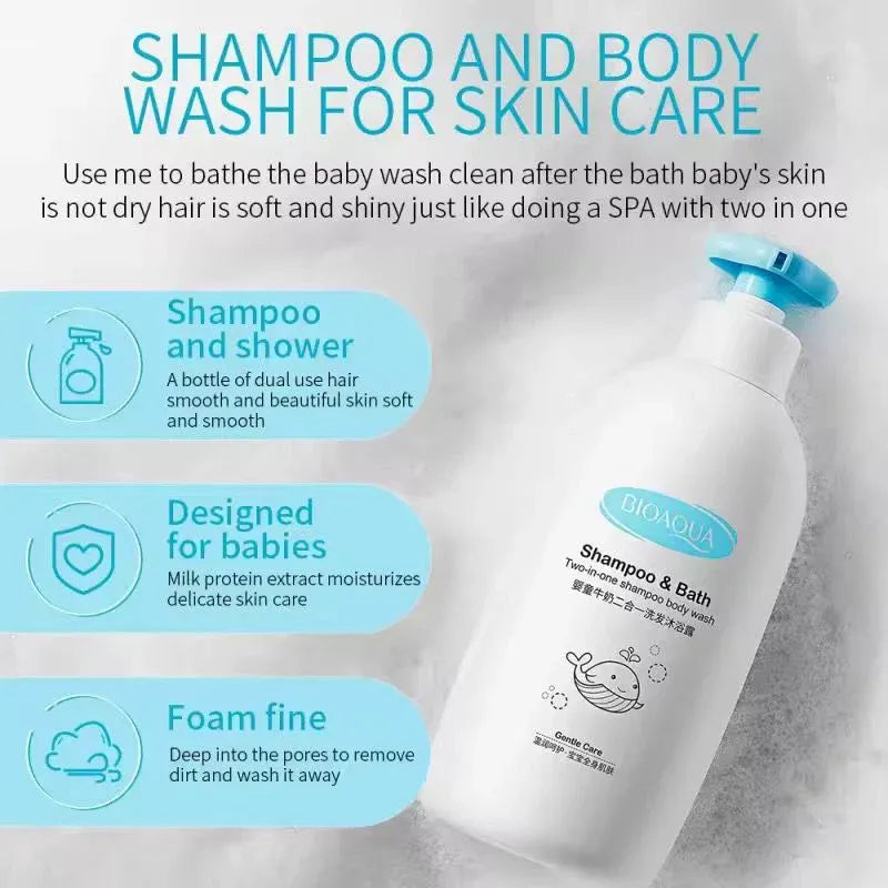 BIOAQUA Natural Organic Milk 2-In-1 Baby Shampoo and Body Wash