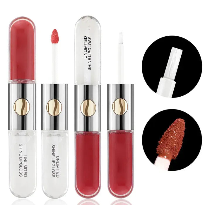 LAREEN Pack 3 Pcs Ranndom Shades Clear Pink Double Headed Transparent Plumping Lip Gloss+Lip liner - 6ml