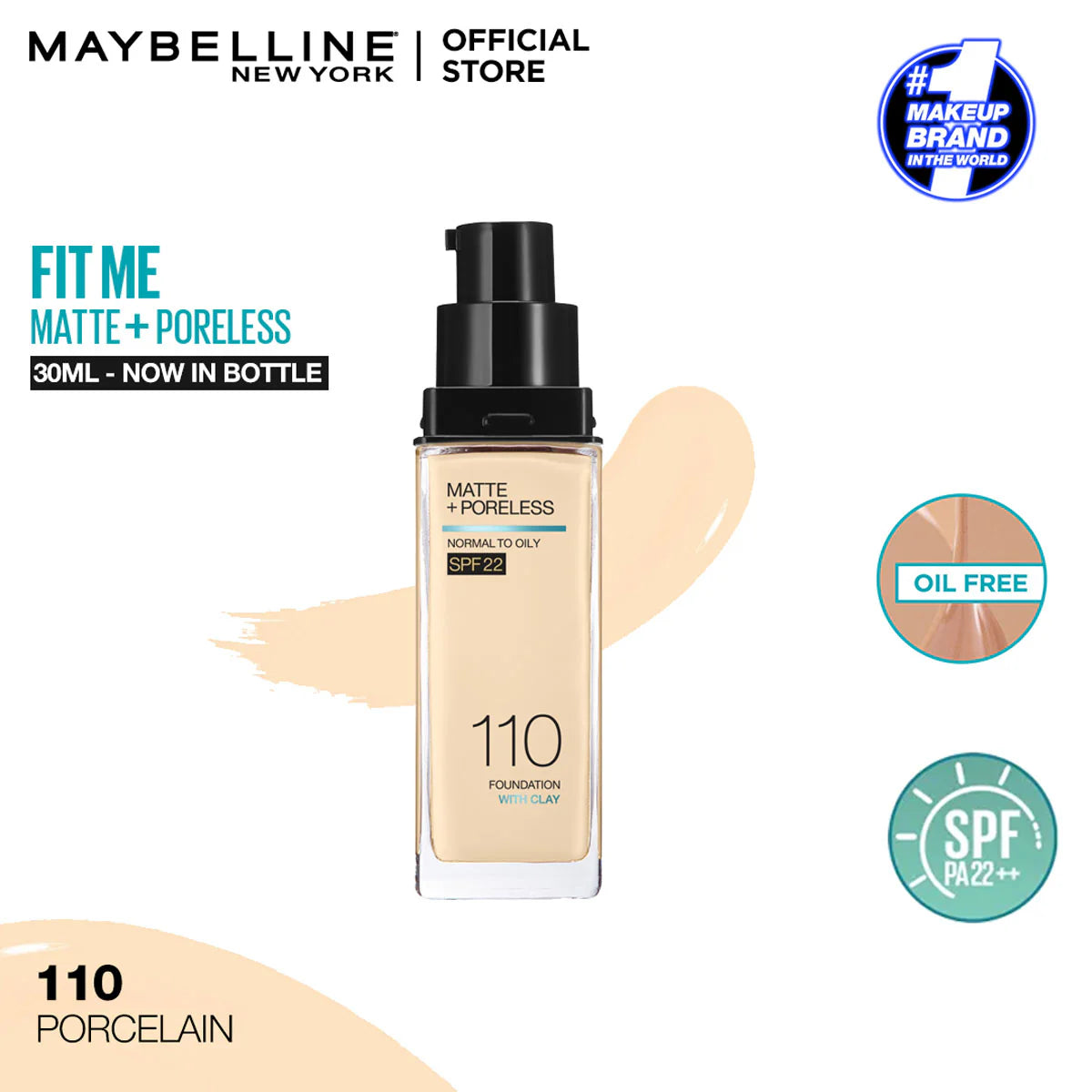 Original Maybelline New Fit Me Matte + Poreless Liquid Foundation Spf 22 30ml