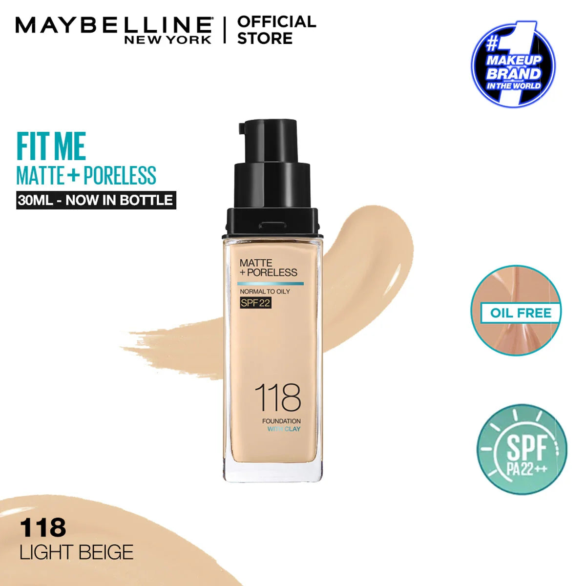 Maybelline New Fit Me Matte + Poreless Liquid Foundation Spf 22 30ml