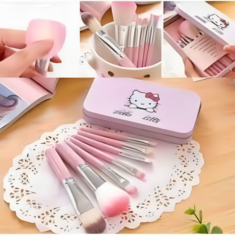 Pack Of 7-Cute Hello Kitty Makeup Brushes Set
