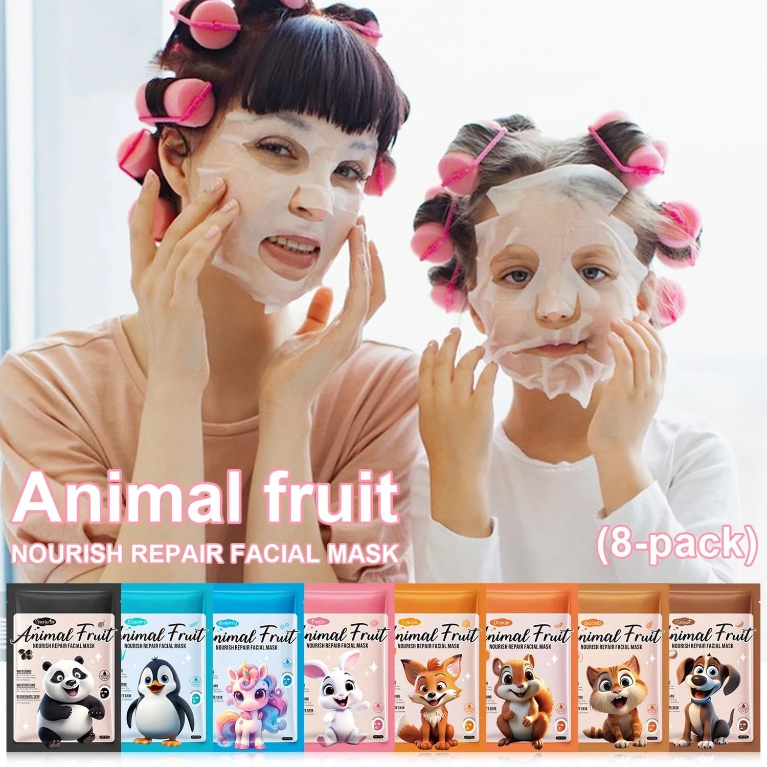 SADOER Pack of 08 Animal Fresh Fruit Natural Animal Series Facial Sheet Mask