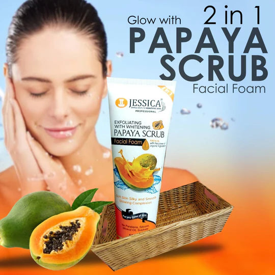 Jessica Exfoliating with Whitening Papaya Scrub Facial Foam – 125ml