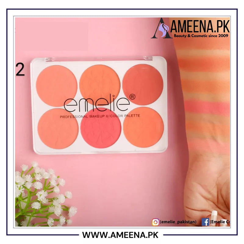 Emelie Matte Blusher 6 Color Palette