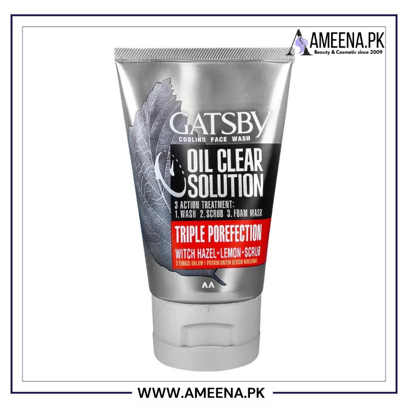 Gatsby Oil Clear Solution Triple Protection Face Wash, Oil Control, 100g