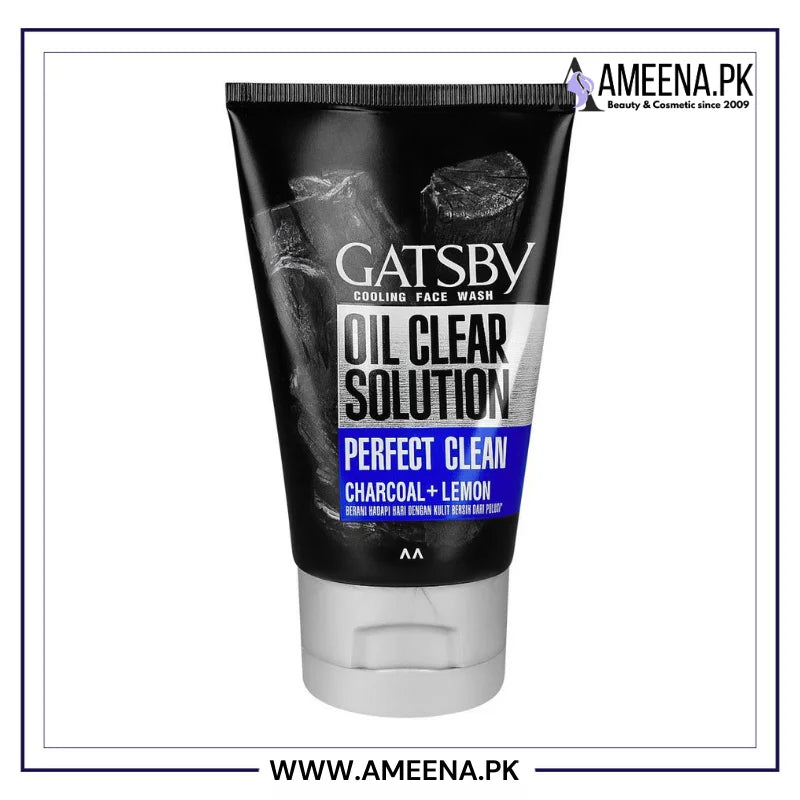 Gatsby Oil Clear Solution Perfect Clean Charcoal+Lemon Cooling Face Wash, Oil Control, 100g