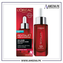 L'Oreal Paris Revitalift 10% Pure Glycolic Acid Face Serum, Visibly Evens Tone & Reduce Wrinkles, Fragrance Free 1.0 fl oz (30ml)