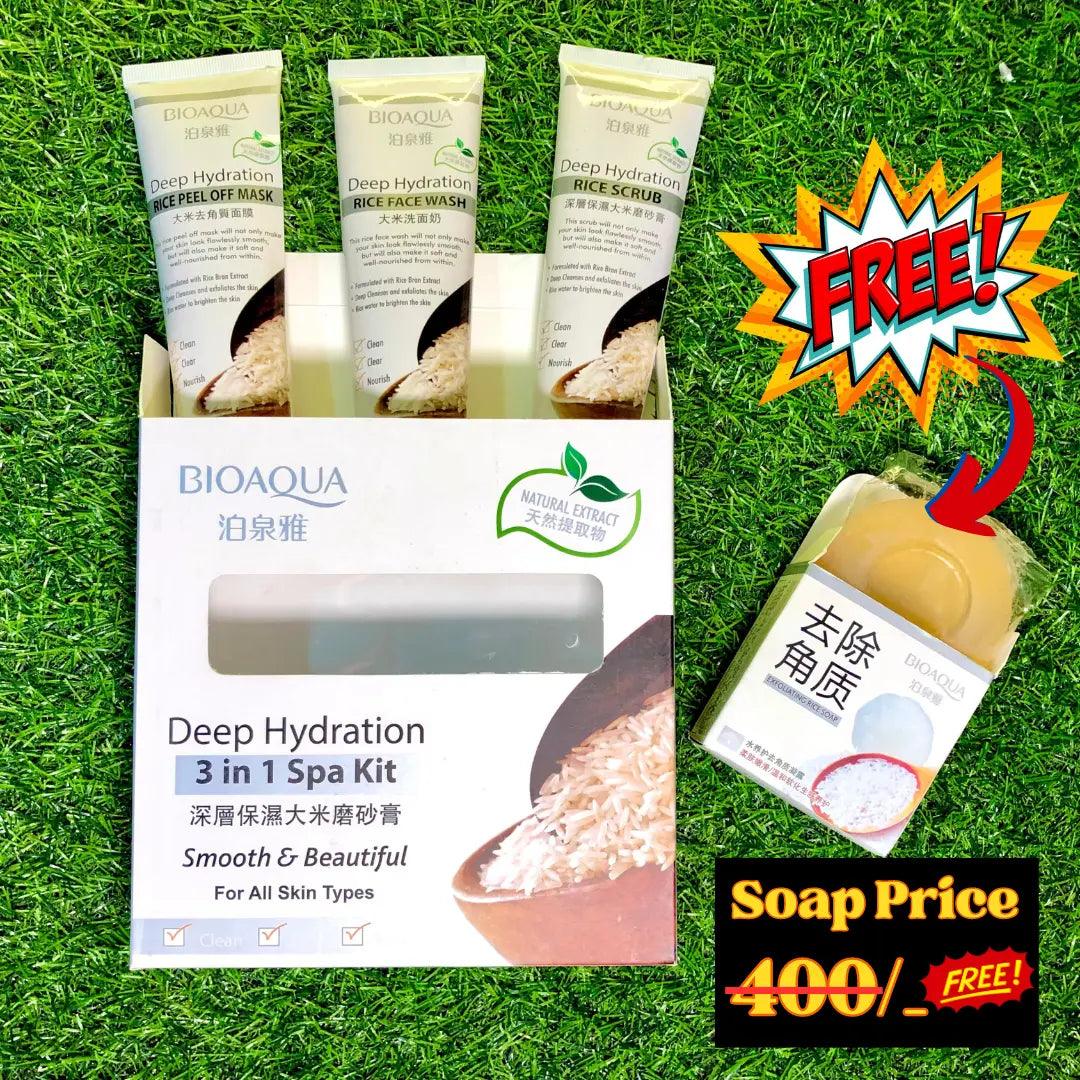 BIOAQUA Deep Hydration 3in1 Spa kit with Free Rice Soap – Ameena.pk™️